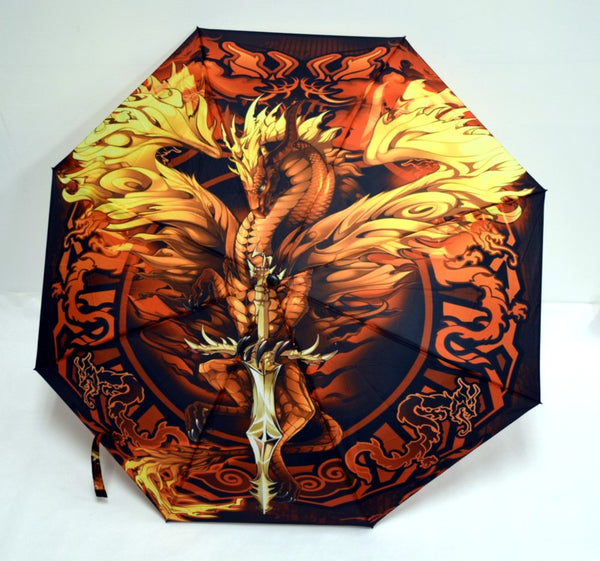 Umbrella - Flame Blade Dragon, 10" L closed, opens to 21" L x 36" W