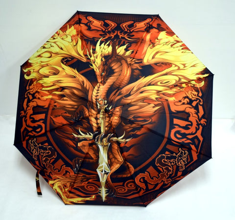 Umbrella - Flame Blade Dragon, 10" L closed, opens to 21" L x 36" W