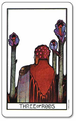 Aquarian Tarot Deck - Three of Rods