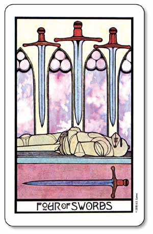 Aquarian Tarot Deck - Four of Swords