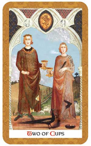 Golden Tarot - Two of Cups