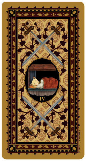 Medieval Cat Tarot - Four of Swords