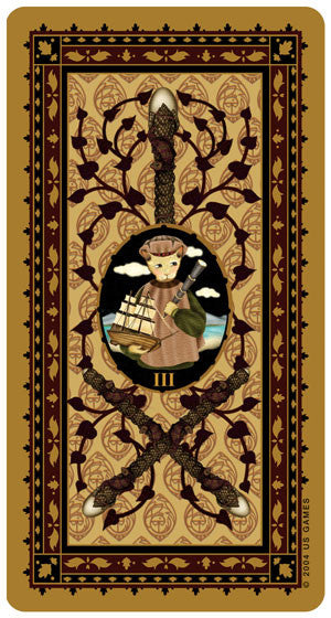 Medieval Cat Tarot - Three of Wands