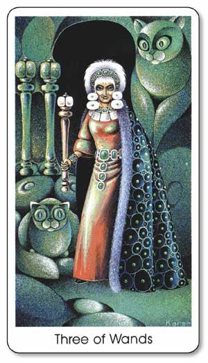 Tarot of the Cat People - Three of Wands
