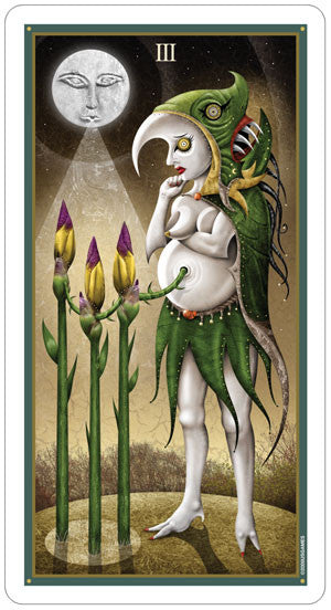 Deviant Moon Tarot - Three of Wands