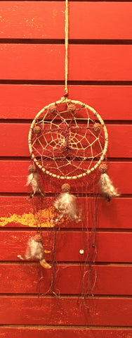 Dreamcatcher - Hemp Cord and Rudraksha Tree, 28" L x 6" diameter