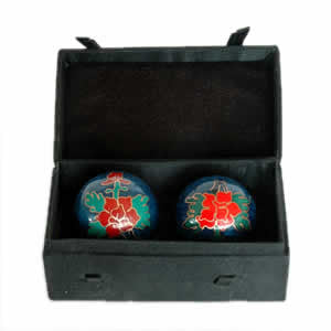 Cloisonne Chinese Health Balls - Peony 