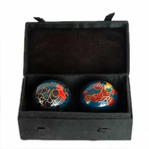 Cloisonne Chinese Health Balls - Dragon and Phoenix
