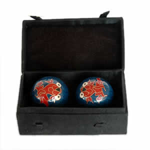 Cloisonne Chinese Health Balls - Goldfish