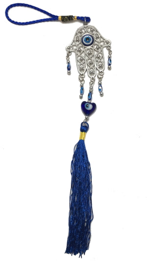 Evil Eye Talisman Filigree Fatima Hand Hanging, 14" L
