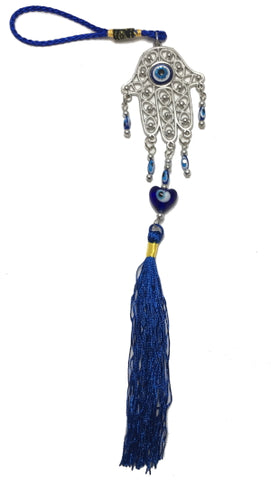 Evil Eye Talisman Filigree Fatima Hand Hanging, 14" L