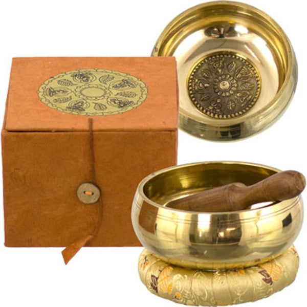 Singing Bowl - Tibetan Dharma Wheel of Life, 4.5 " diameter  x 2" height