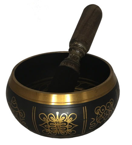 Singing Bowl - 8 Auspicious Symbols, 5" diameter x 2.5" height