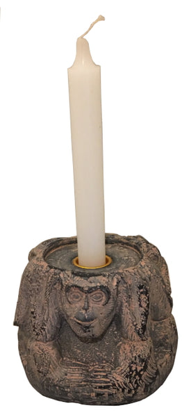 See, Hear, Speak No Evil Monkeys Candle Holder, 3.5" H x 4" W