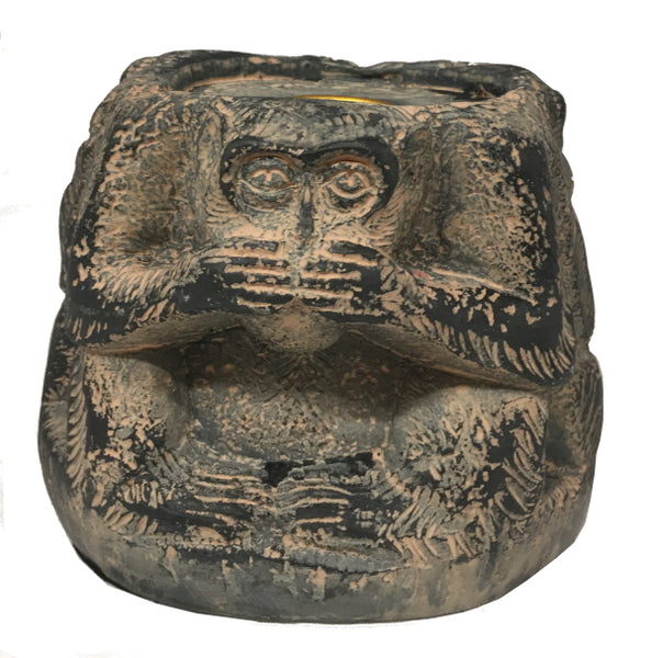 See, Hear, Speak No Evil Monkeys Candle Holder, 3.5" H x 4" W