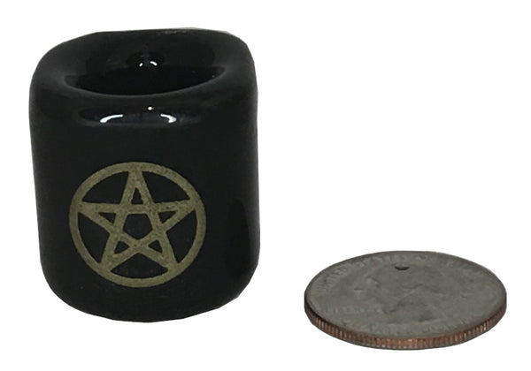Chime Candle Holder - Black with Pentagram, 1" x .75"