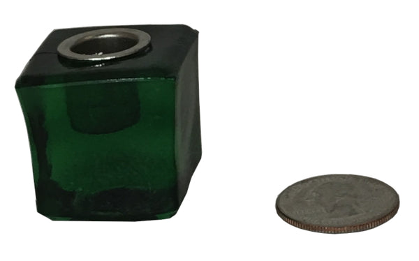 Chime Candle Holder - Green Glass, 1.25" cube