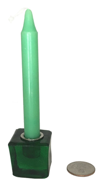 Chime Candle Holder - Green Glass, 1.25" cube