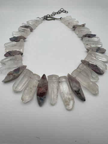 Paraiba Tourmaline & Quartz Crystal Necklace