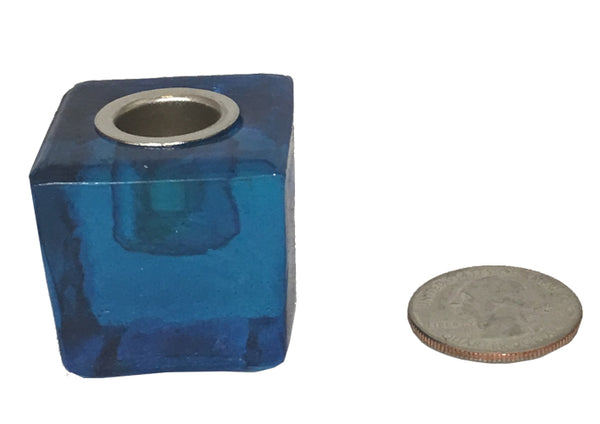 Chime Candle Holder - Blue Glass, 1.25" cube
