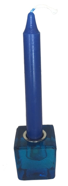 Chime Candle Holder - Blue Glass, 1.25" cube
