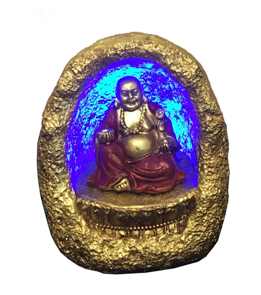 Lucky Buddha in Cave with LED Light - 4" x 3" x 3"