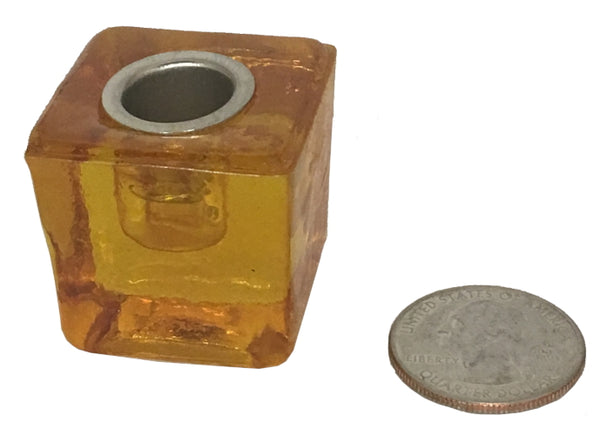 Chime Candle Holder - Orange Glass, 1.25" cube