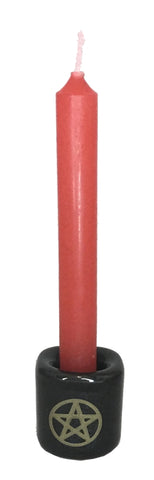 Chime Candle Holder - Black with Pentagram, 1" x .75"