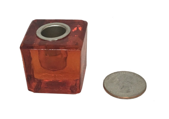 Chime Candle Holder, Red Glass - 1.25" cube